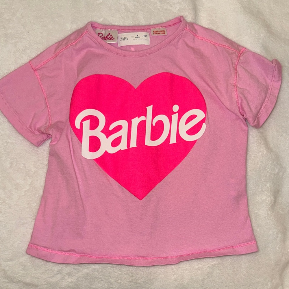 Barbie Bright Pink Heart Tee in Light Pink